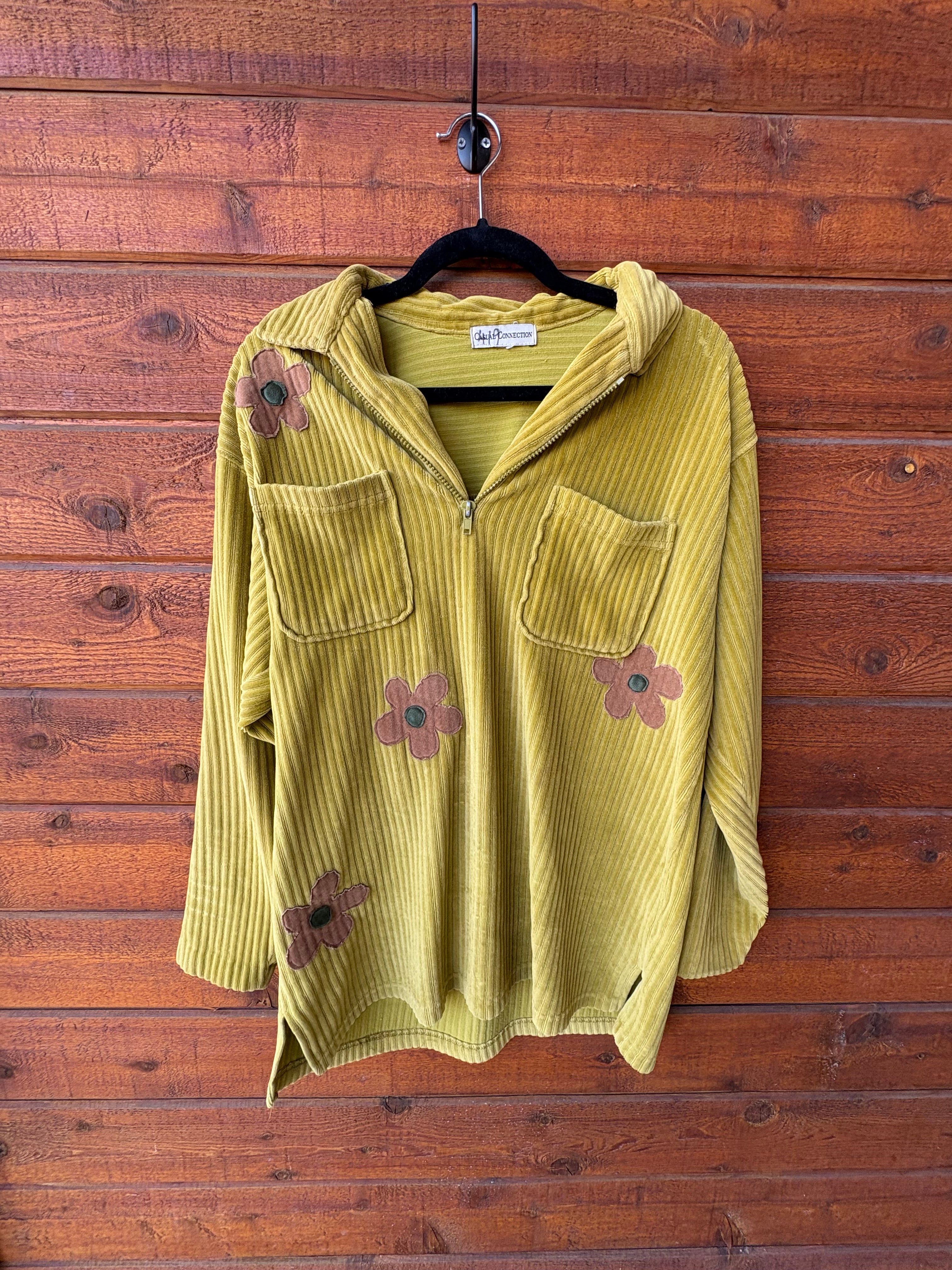 Groovy Green Floral Quarter Zip