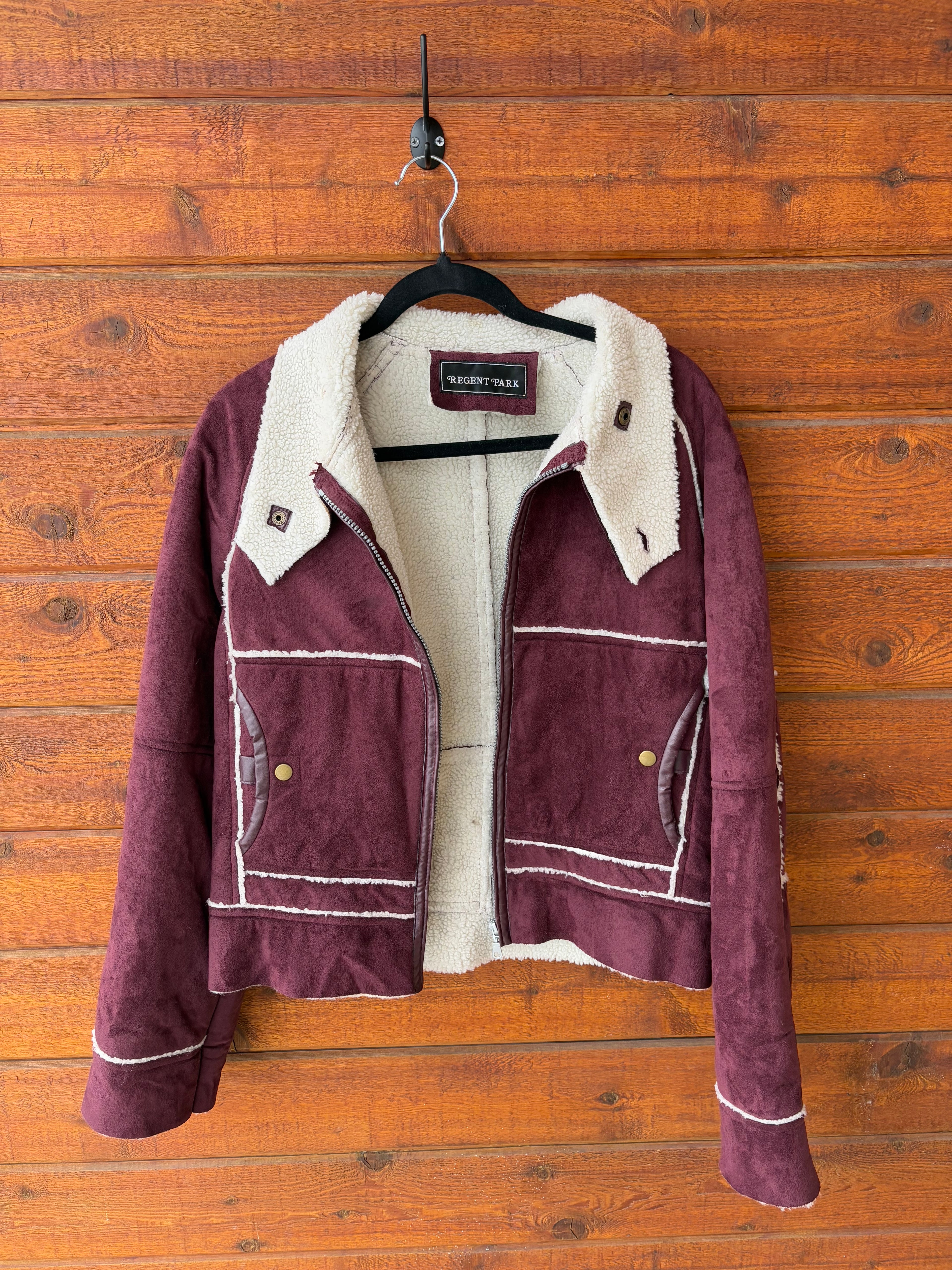 Burgundy Faux Suede Jacket