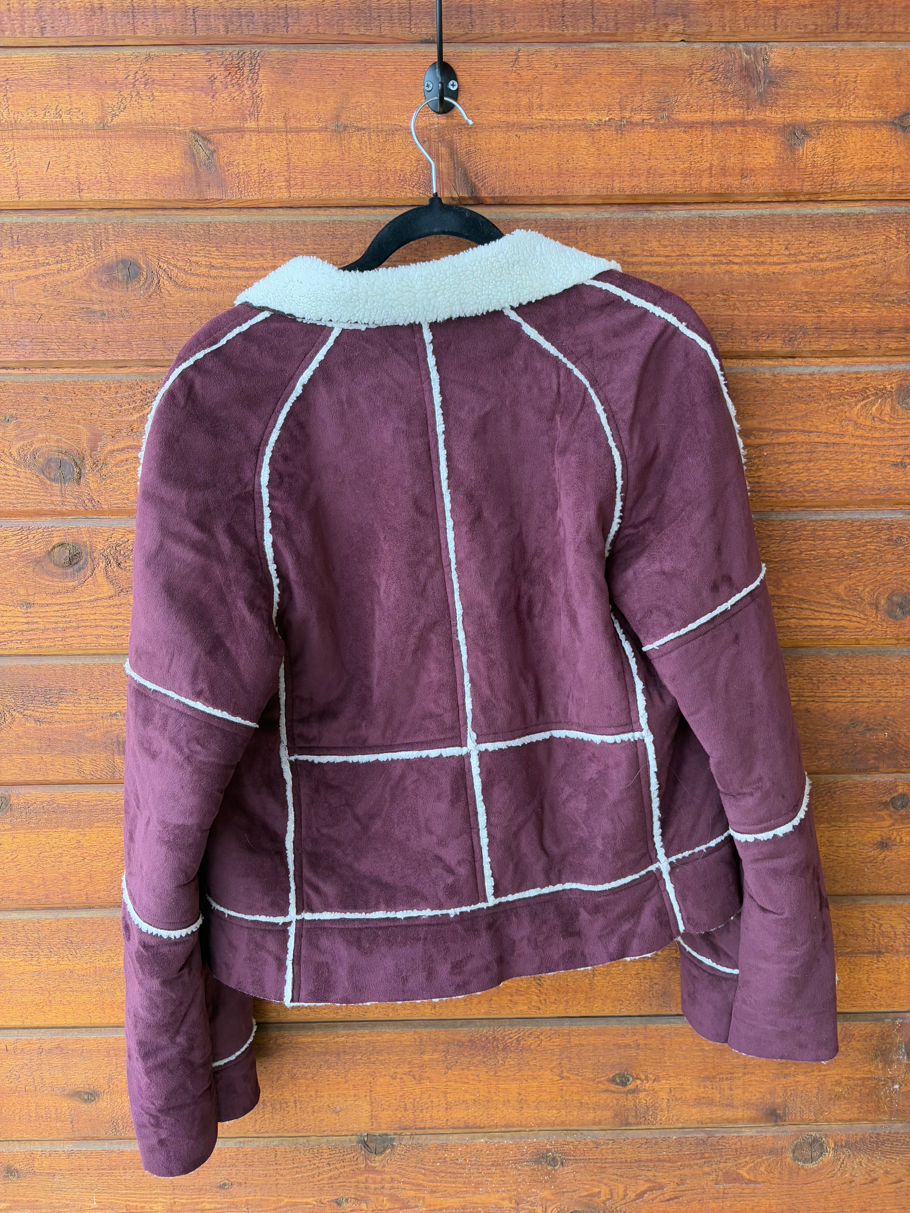 Burgundy Faux Suede Jacket