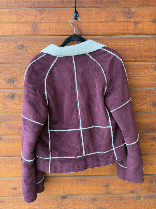 Burgundy Faux Suede Jacket