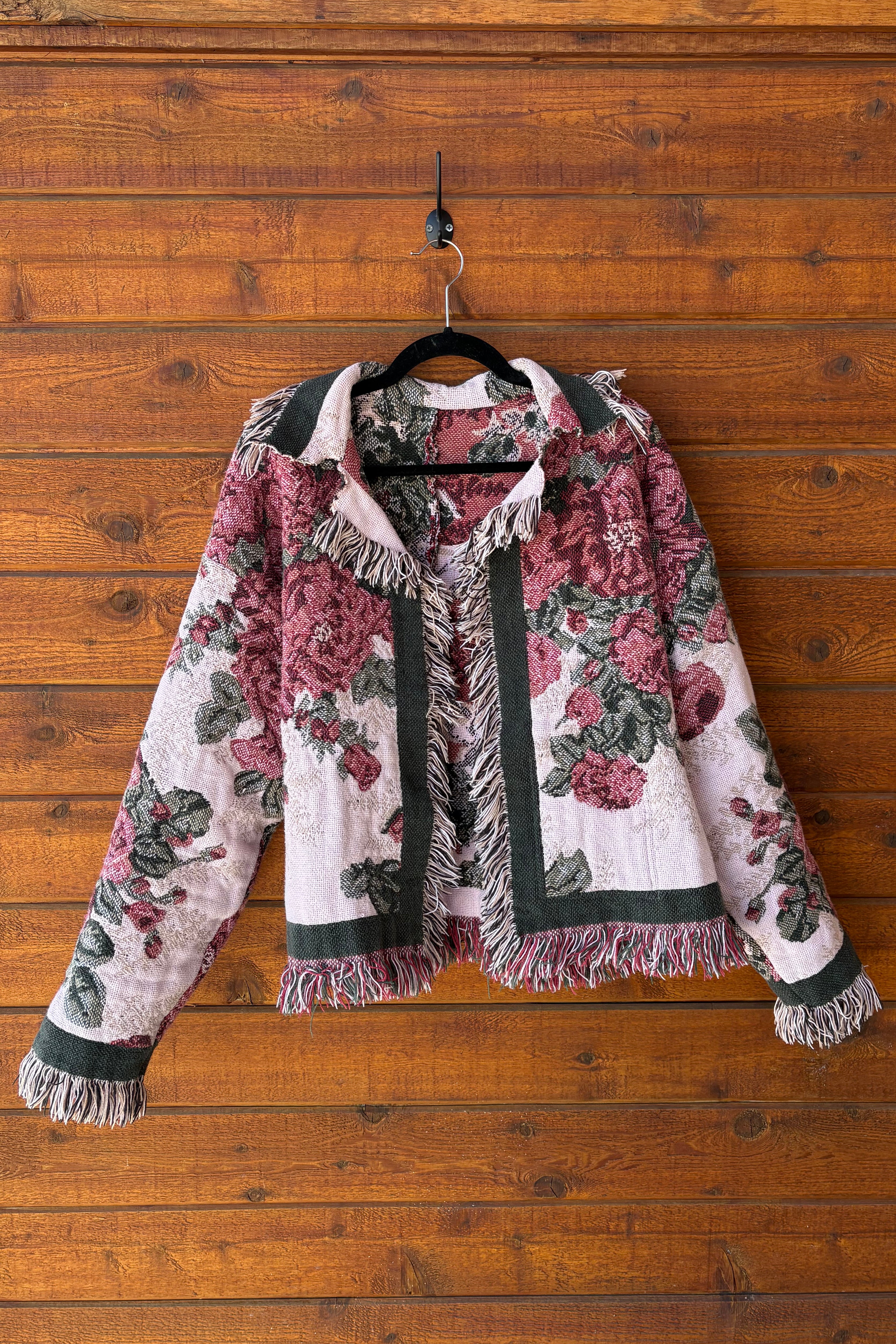 Pink and Green Floral Blanket Jacket