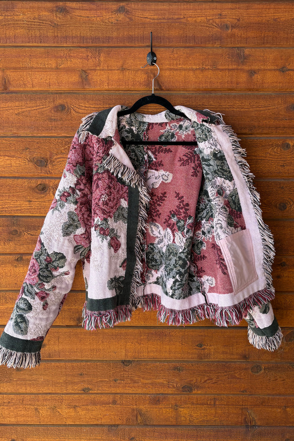 Pink and Green Floral Blanket Jacket