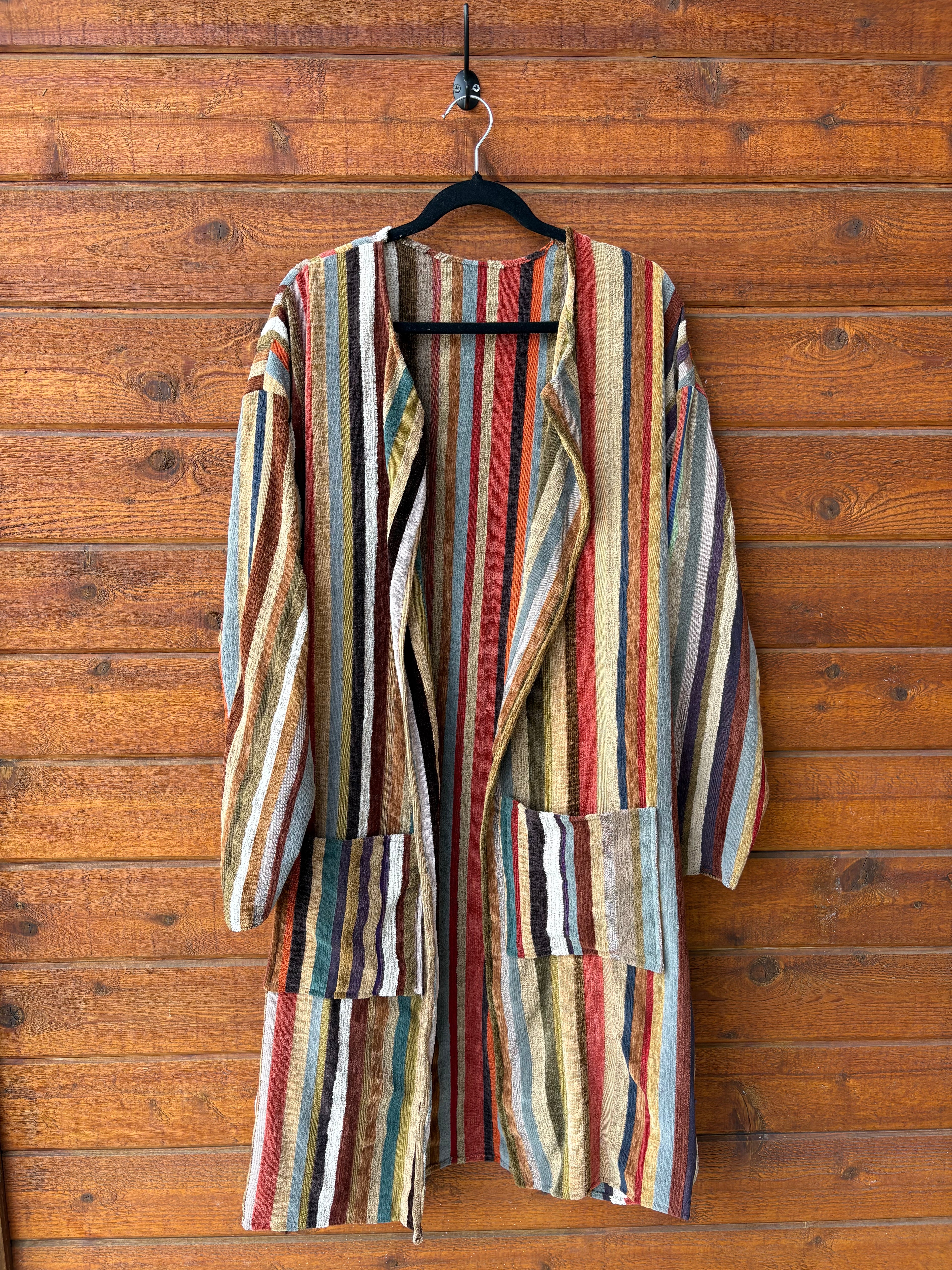 Long Striped Blanket Cardigan